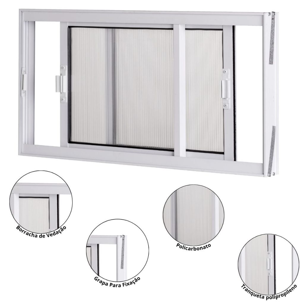 Janela 2 Folhas de Correr Vitro de Aluminio Vário