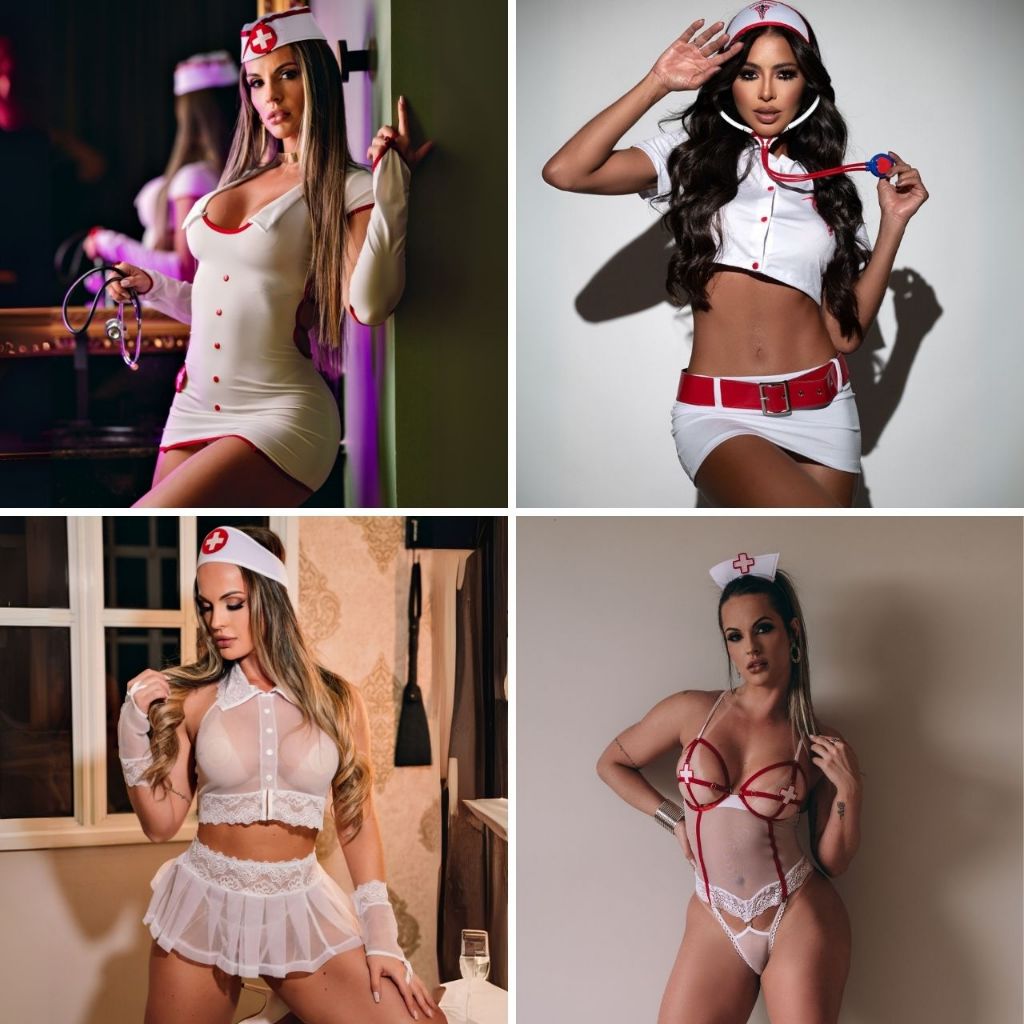 Fantasia Enfermeira Feminina Sensual com Body Reco