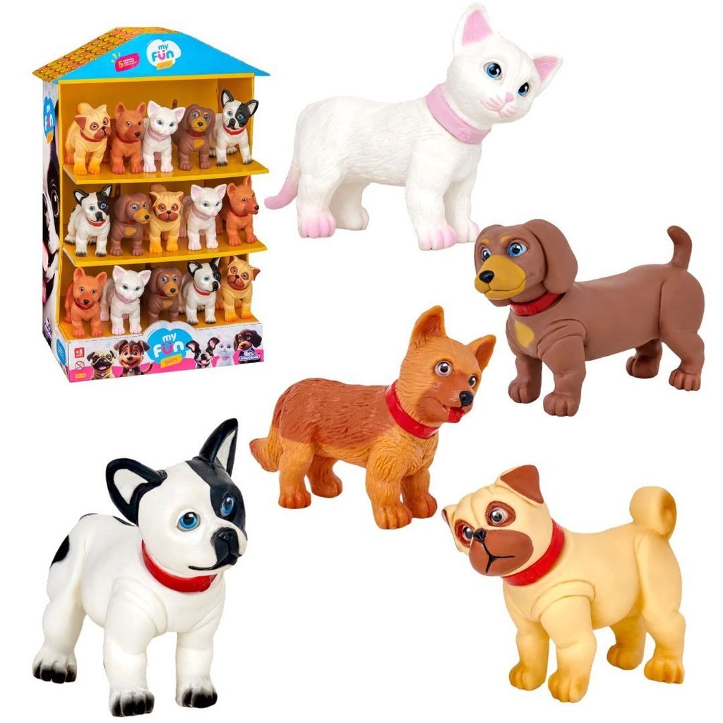 Kit 5 Bonecos Coleção My Fun Pets Cachorrinhos e