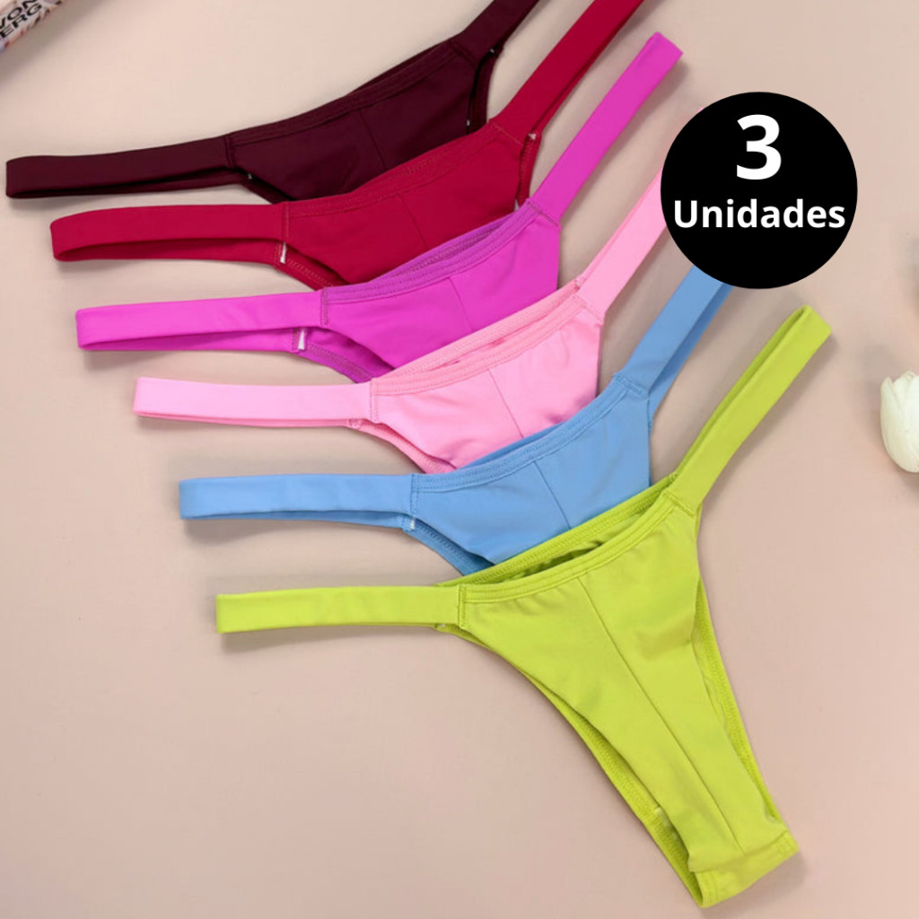 Kit c/3 calcinha fio dental fio duplo calcinha fem