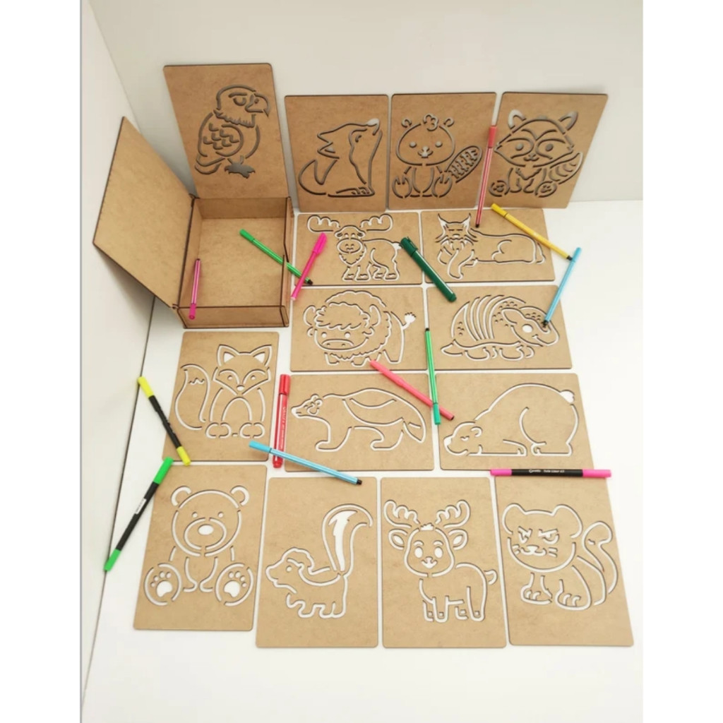 Kit 15 Moldes Animais Selvagens Infantil Criança 