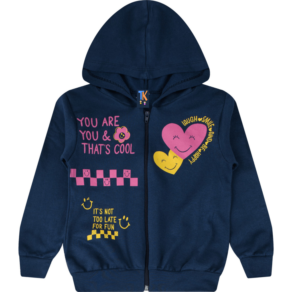 JAQUETA ZIPER MENINA E CAPUZ CASACO INFANTIL CAPOT