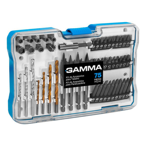 Kit 75 Peças para Furadeira e Parafusadeira  Comp