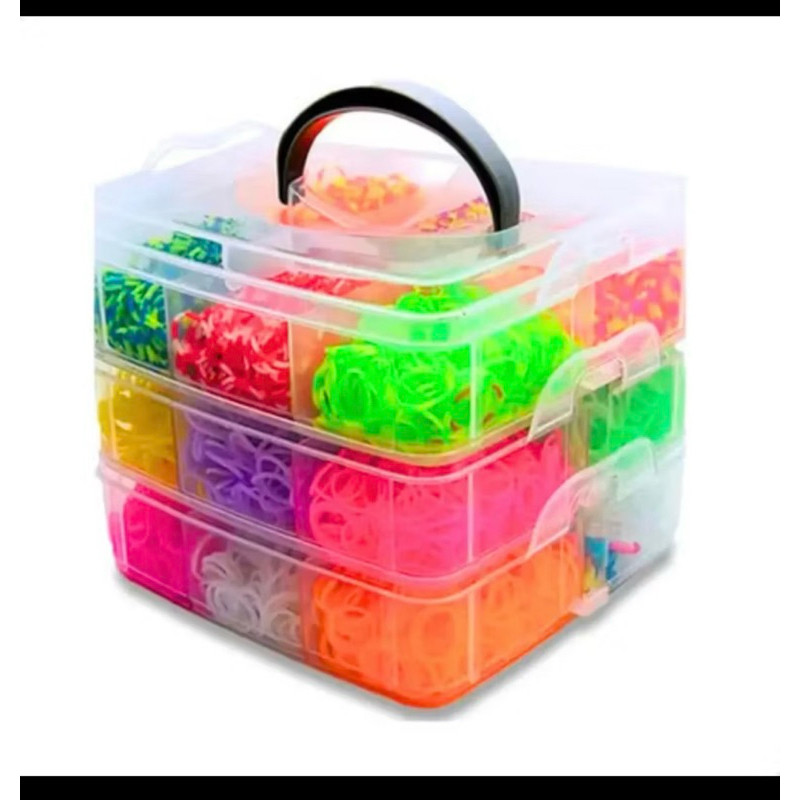 3000Elasticos Loom Bands Clips Pulseira Cores Sort