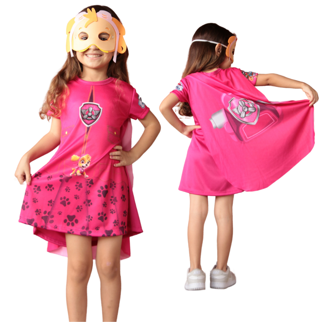 Roupa Fantasia Infantil  Patrulha Canina Skye com 