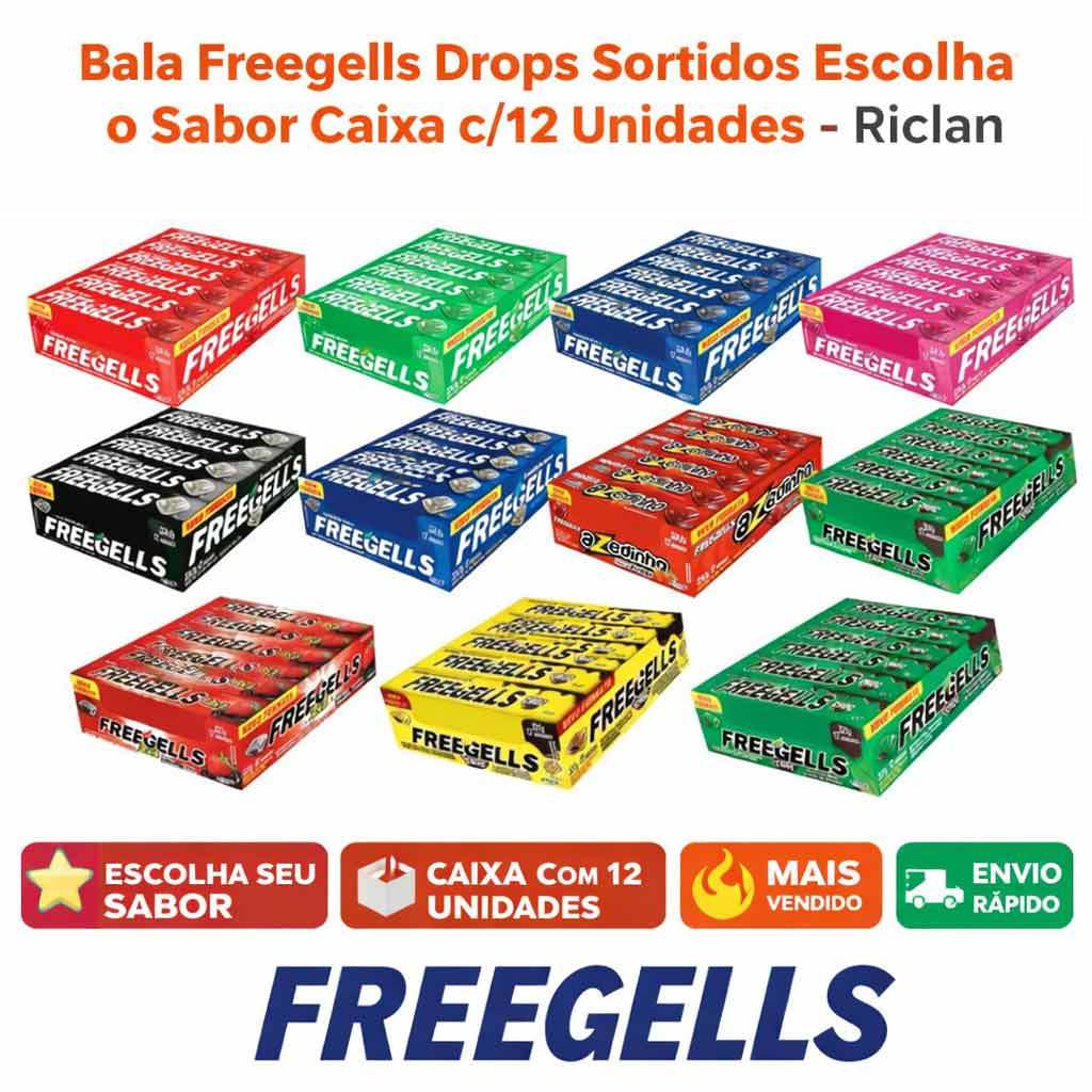 Bala Freegells Drops Sortidos Escolha o Sabor Caix