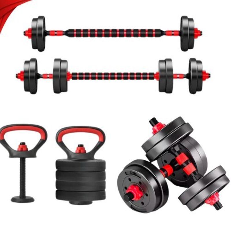 Kit Treino Funcional Halteres Barra Supino Kettleb