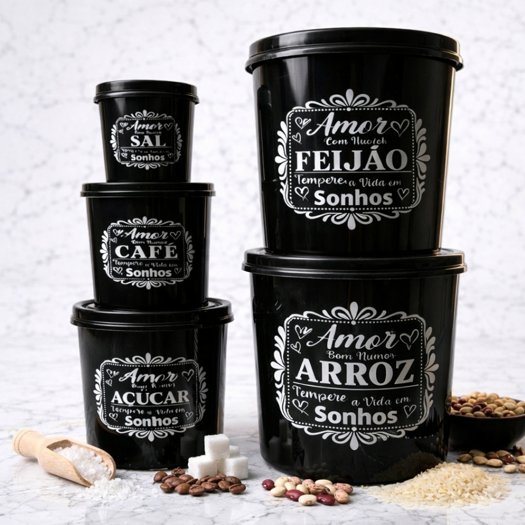 Kit Mantimentos Jogo 5 peças  Redondo de plástic