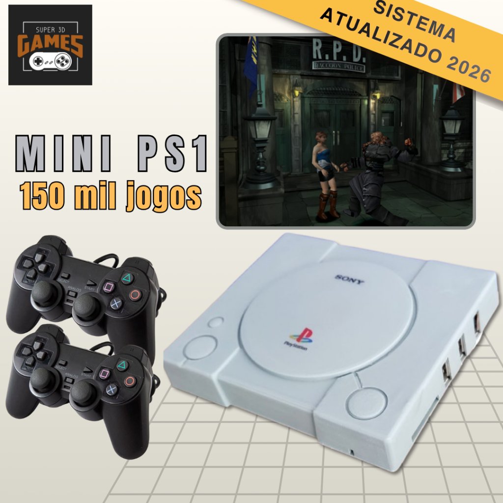 Super Console Retro PS1 Super 3D Games com 150 mil