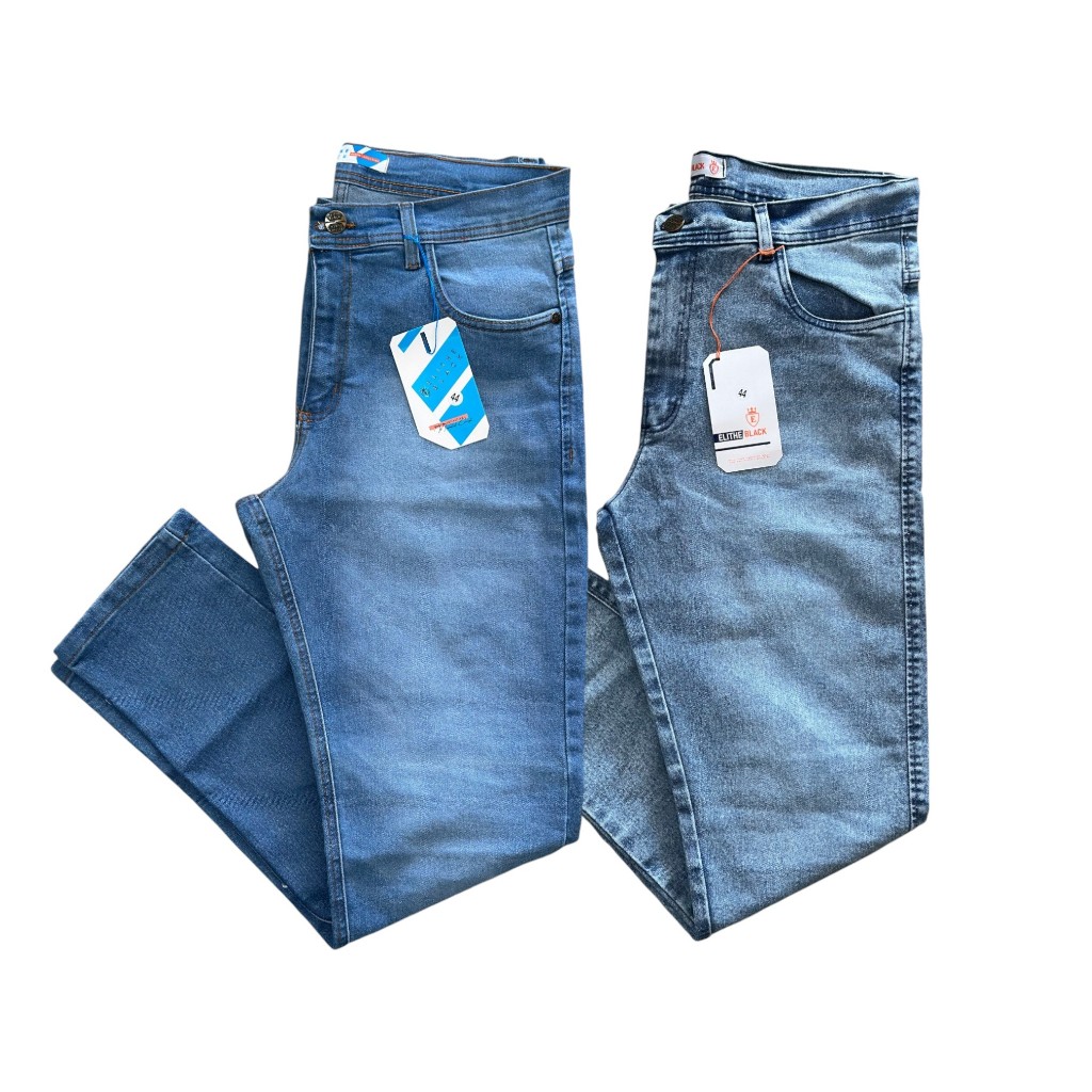 Kit C/02 calças masculina em jeans lycra calças 