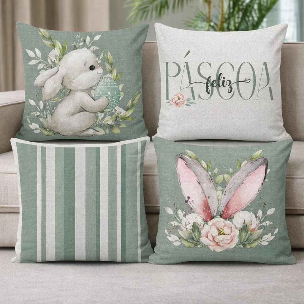Kit 4 Capas de Almofadas de Páscoa Decorativas V�