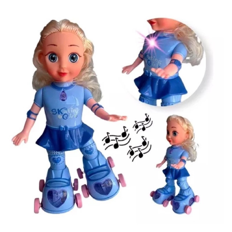 Boneca Patinadora com Luz e Música  Brinquedo Edu