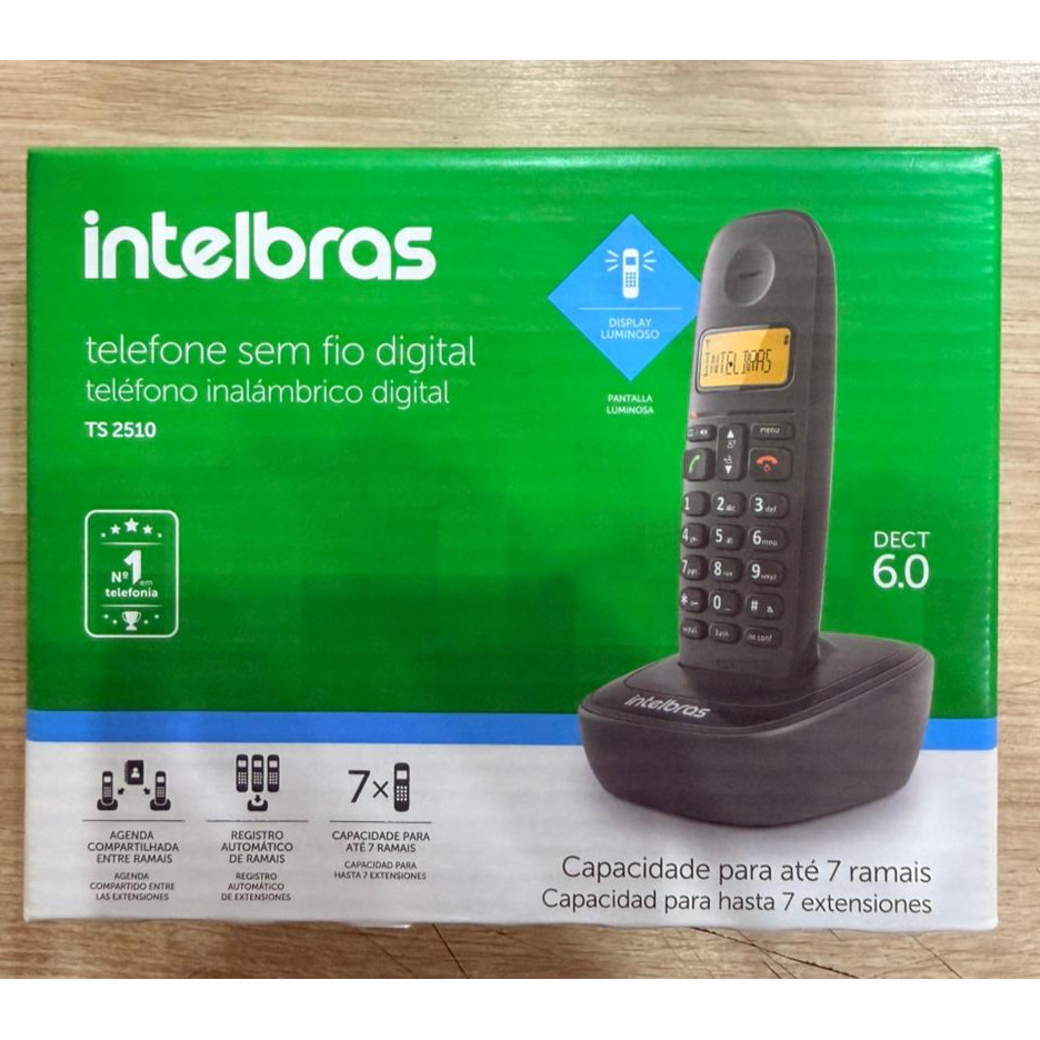 1 Telefone Sem Fio Intelbras TS2510 Identificador 