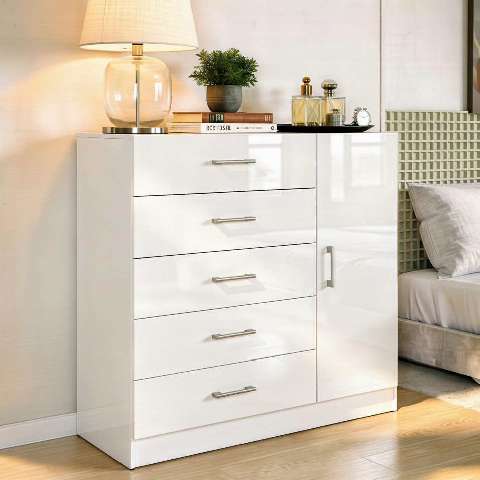 Cômoda Miami 5 Gavetas 1 Porta Sapateira Organiza