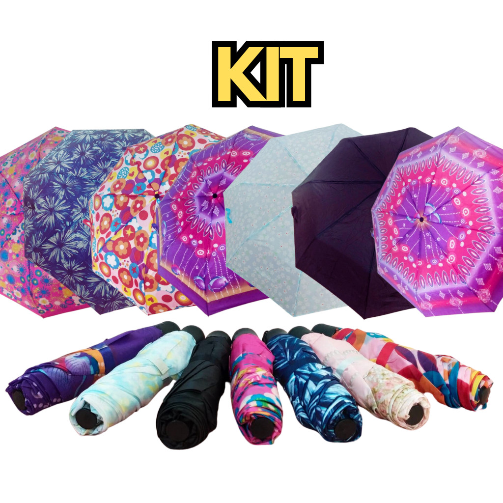 KIT 10 Guarda Chuva Sombrinha reforçada de bolsa 