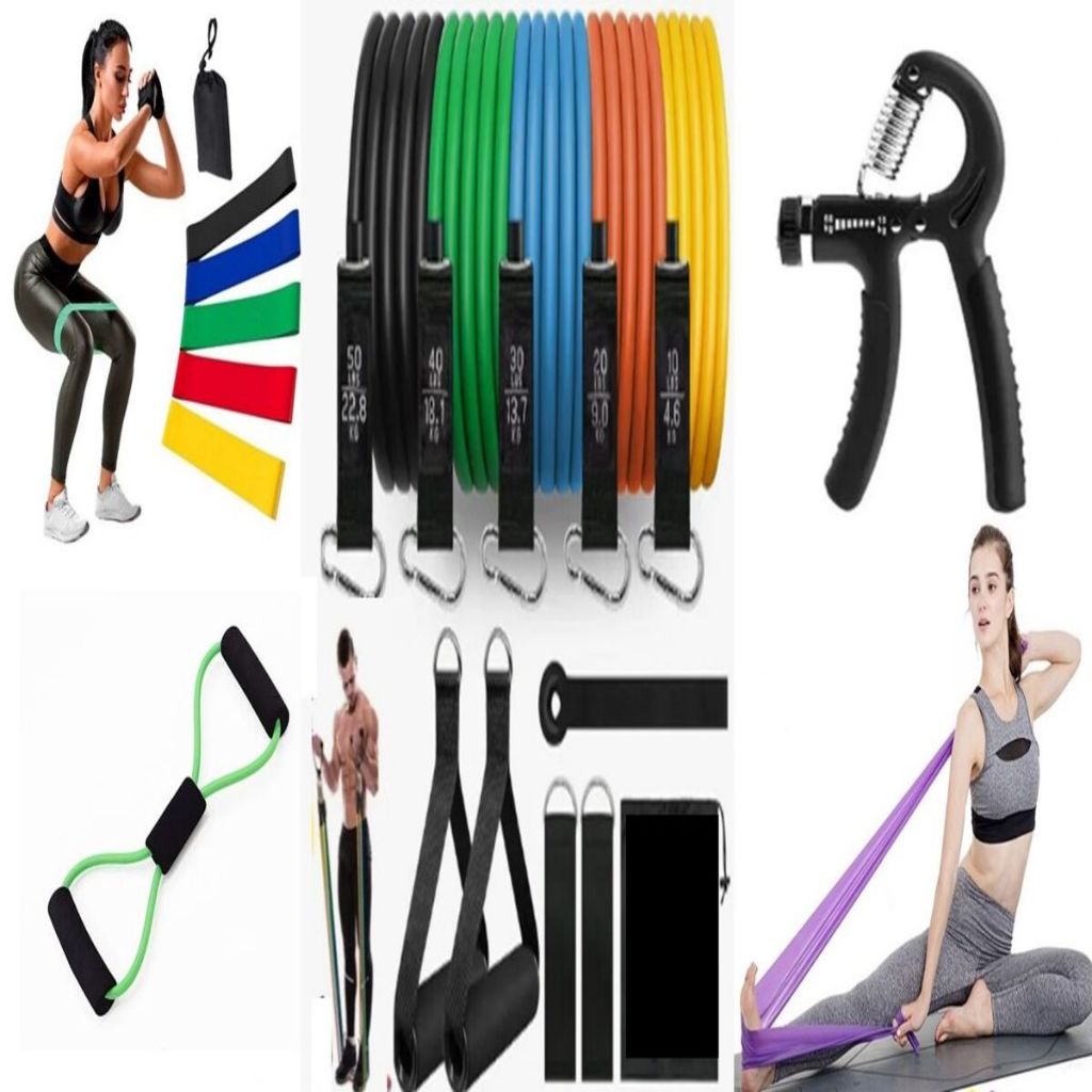 Kit 20 Itens Treino em  Casa: 11 Elásticos Exters