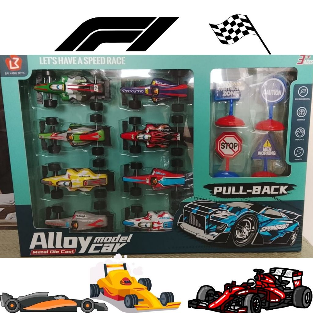 Kit 8 Carrinhos Metal Fórmula 1 Miniaturas Coleci