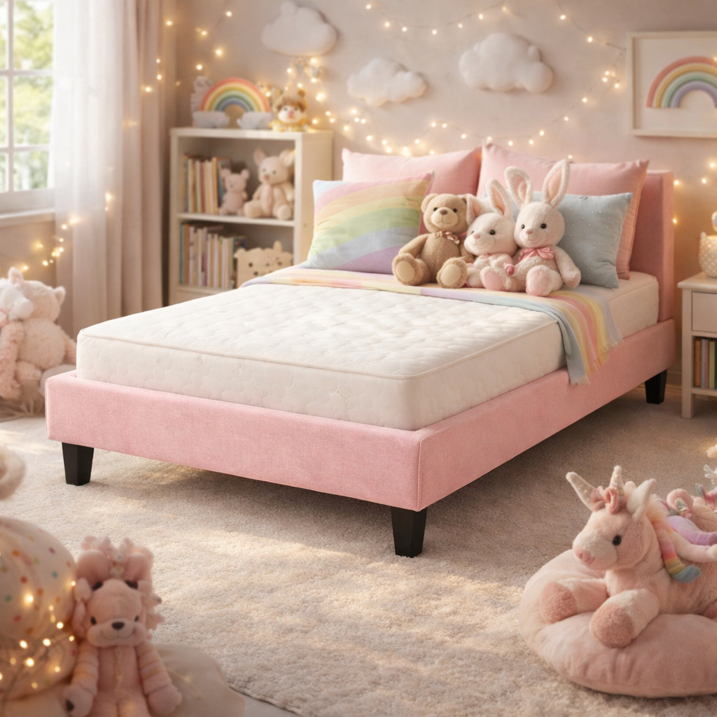 Cama Rosa Box Infantil Dobrável Juvenil para Cria