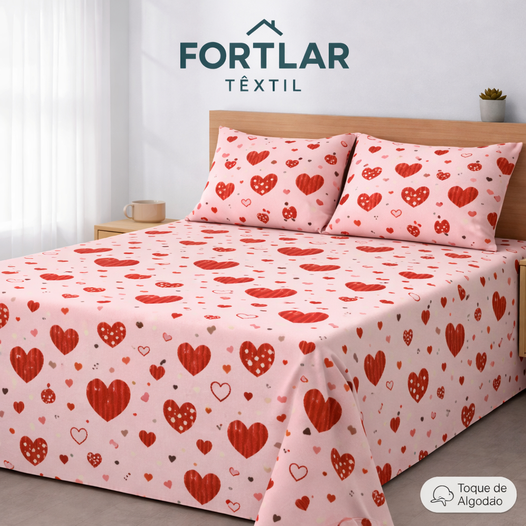 Kit Lençol 3 Pçs Percal 500 Fios Casal Toque de 