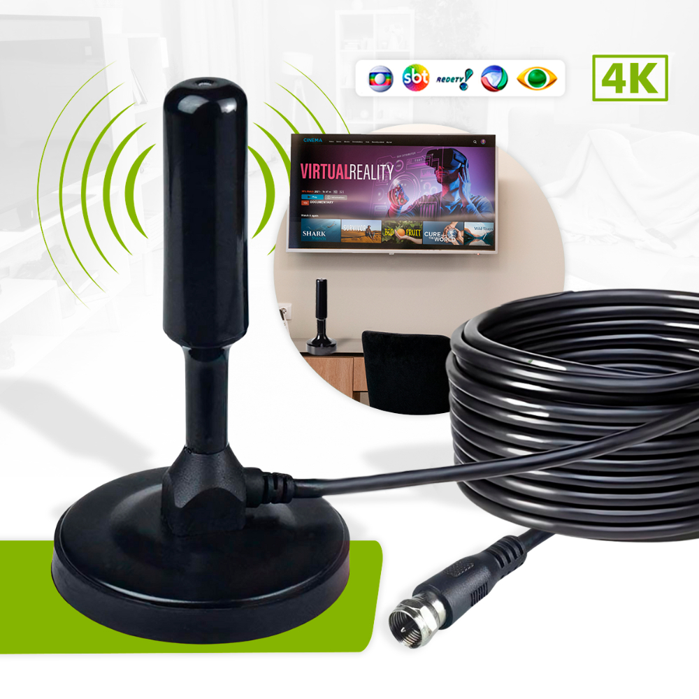 Antena Digital Tv 4k Full Hd Amplificada Interna E