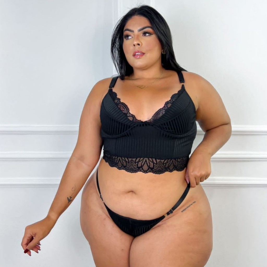 Lingerie Croped Plus Size com Alças de Regulagem 
