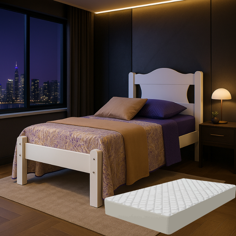 Cama Munique Para Quarto de Solteiro Colchão Incl