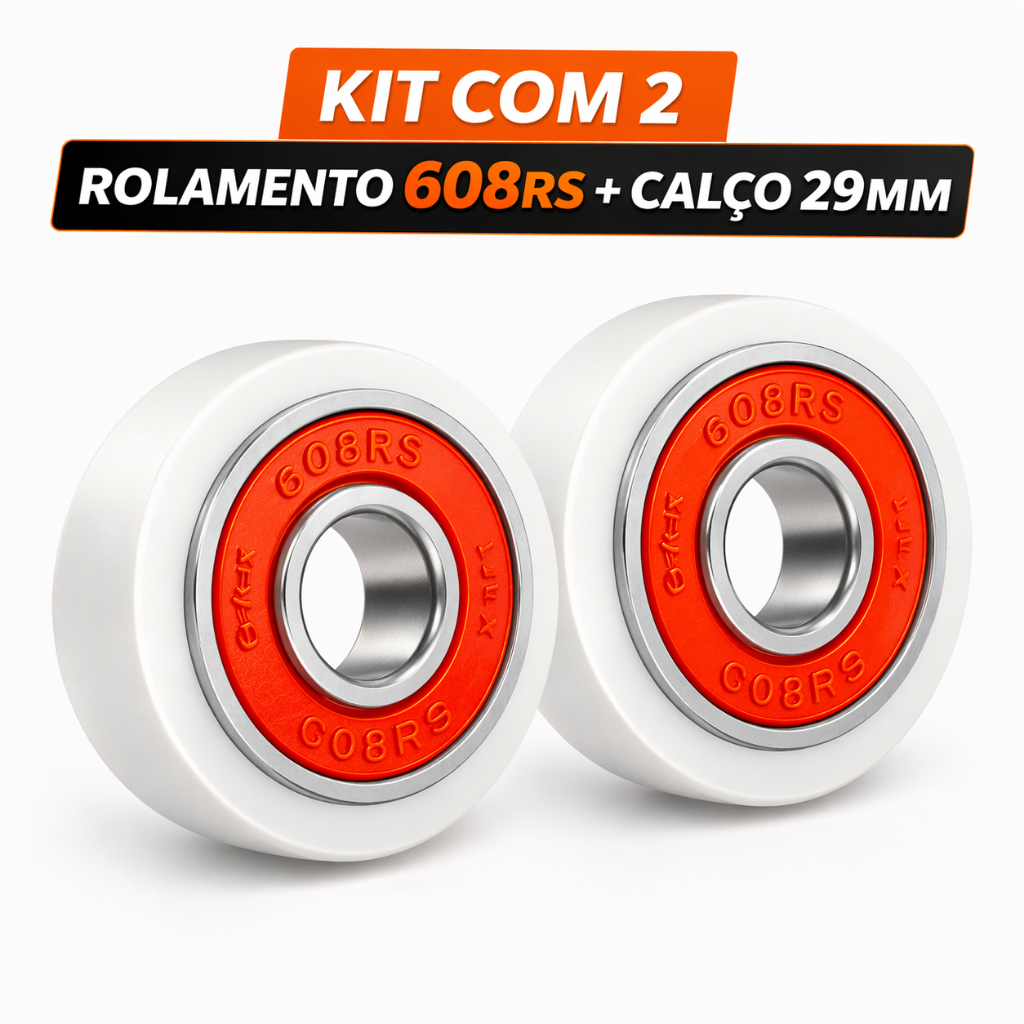 KIT 2 Rolamentos 608 + Calço 29mm Ventilador Subs
