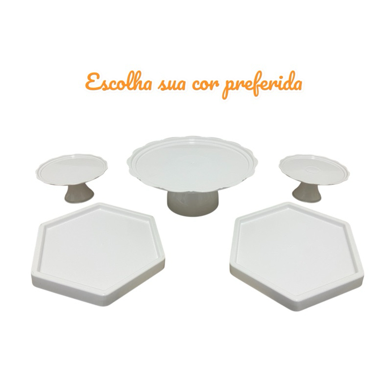 Kit festa , 1 boleira 21 cm , 2 bandejas sextavada