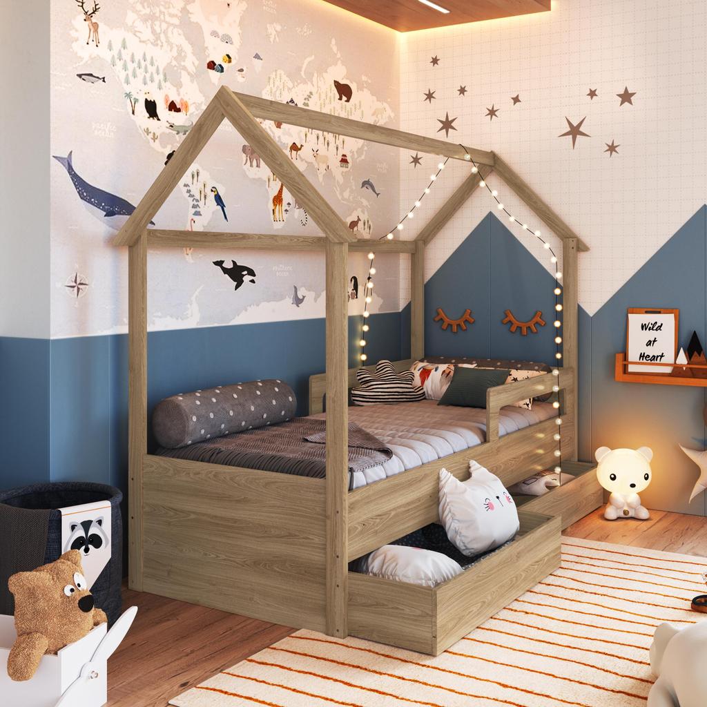 Cama Infantil Montessoriana Casinha Solteiro Menin