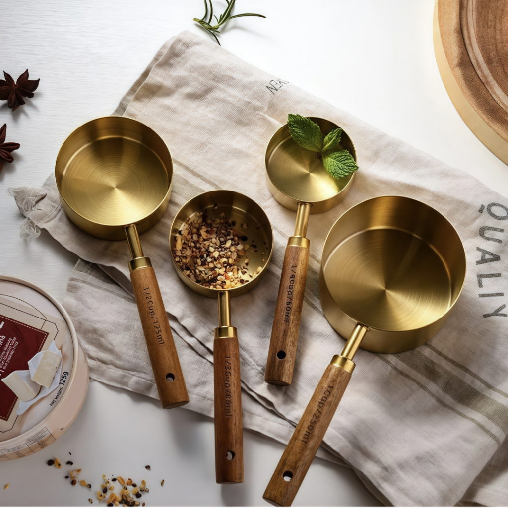 Jogo de Colheres e Copos Medidores em Aço Inoxid�