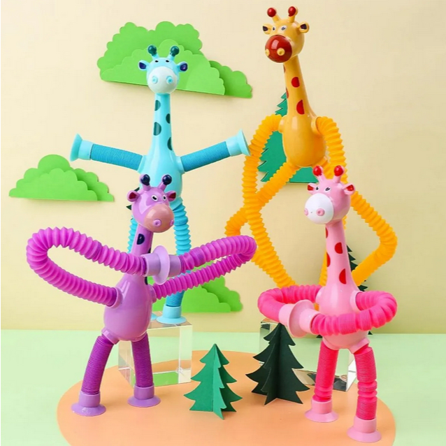 Kit 1/2/4 Girafas Estica E Gruda Na Parede Brinque