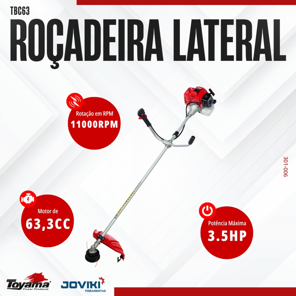 Roçadeira Lateral Toyama TBC63 2T 63.3Cc 3.5HP Ma