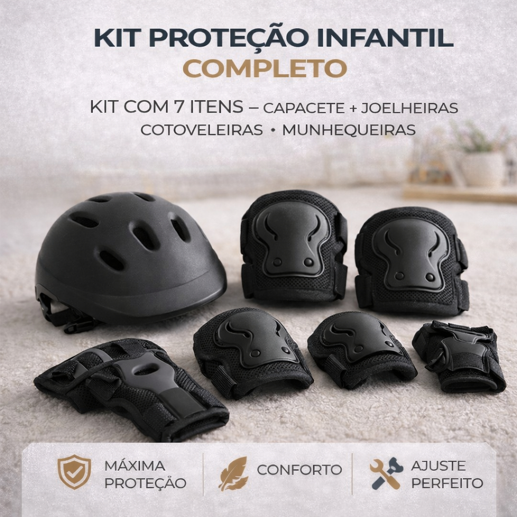 Kit Proteção Infantil 7 Peças Skate Bike Patins