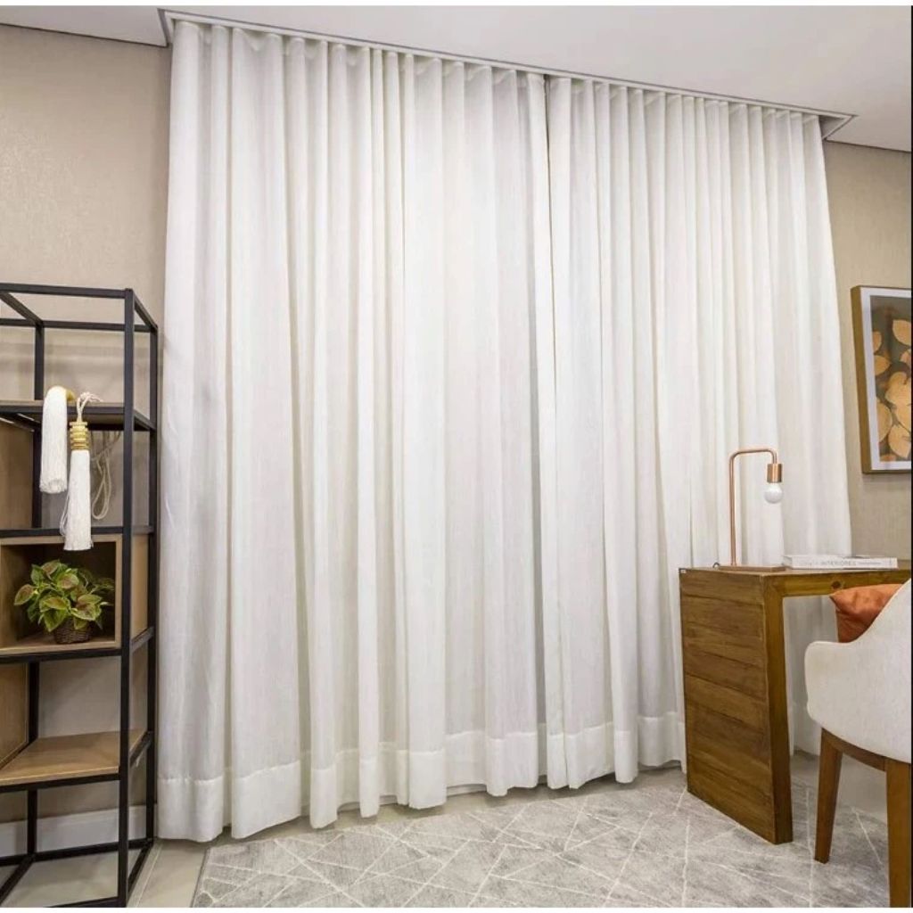 Cortina de Trilho Suíço Blackout 100% + Linho Co