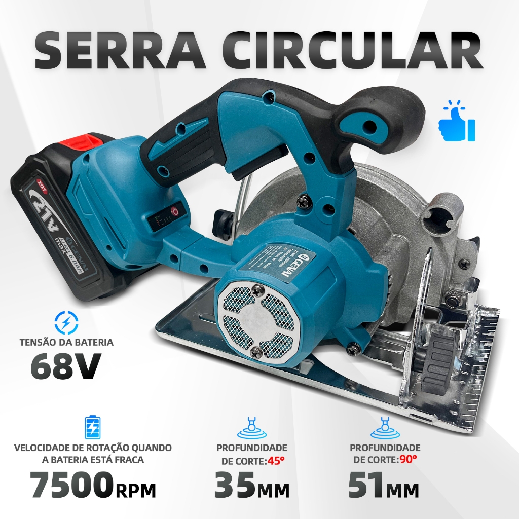 Serra Circular Sem Fio Recarregável E Portátil 2