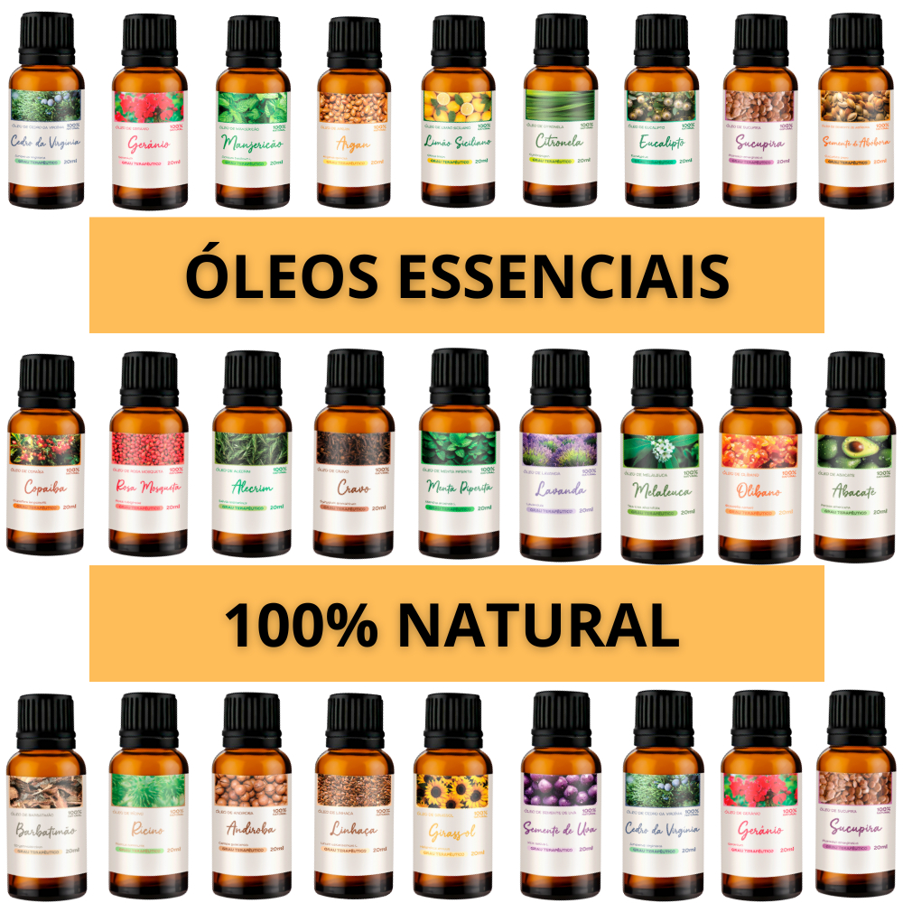 Óleo Essencial para Aromaterapia 100% Puro e Natu