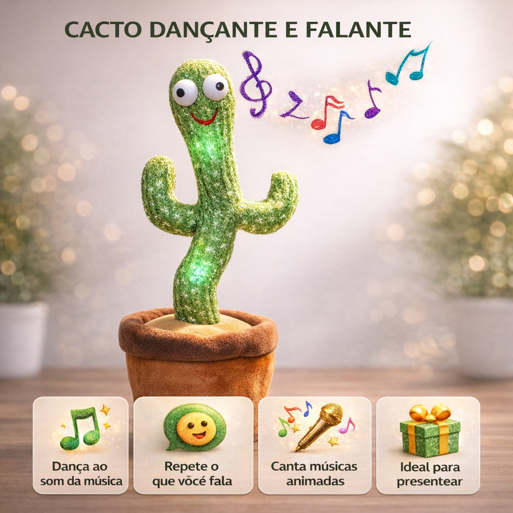 Brinquedo Cacto Dançante Falante Interativo Imita