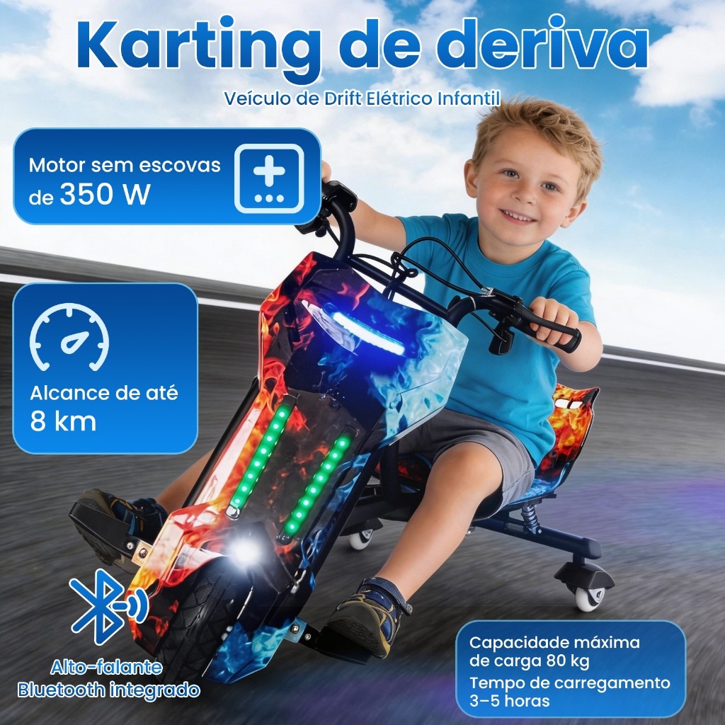 Triciclo Elétrico Drift Motorizado 350w Adulto/In