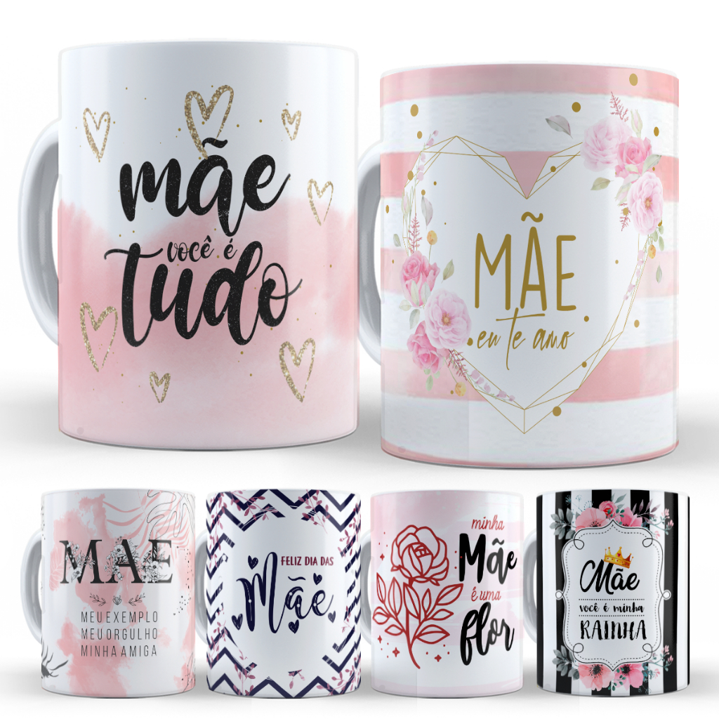 Caneca Dia das Mães Xícara Mãe Porcelana com Fr