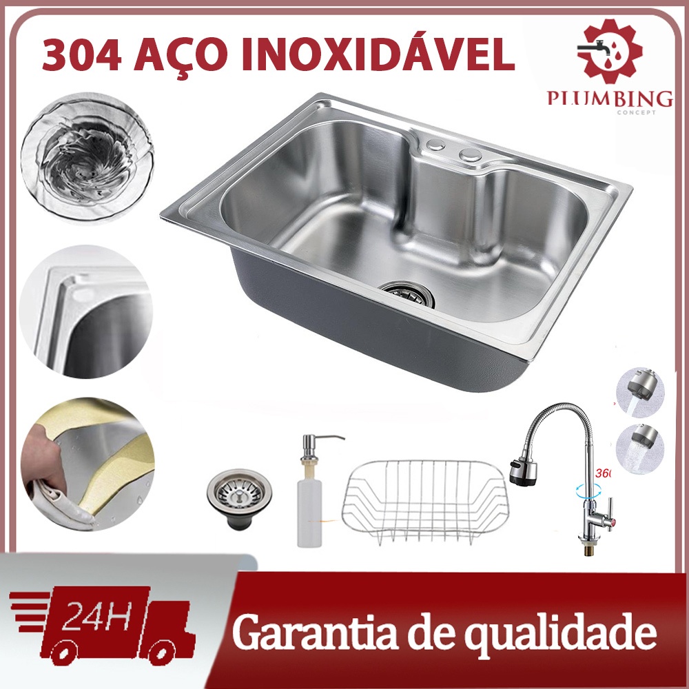 Cuba para Cozinha pia inox Com Acessórios Torneir