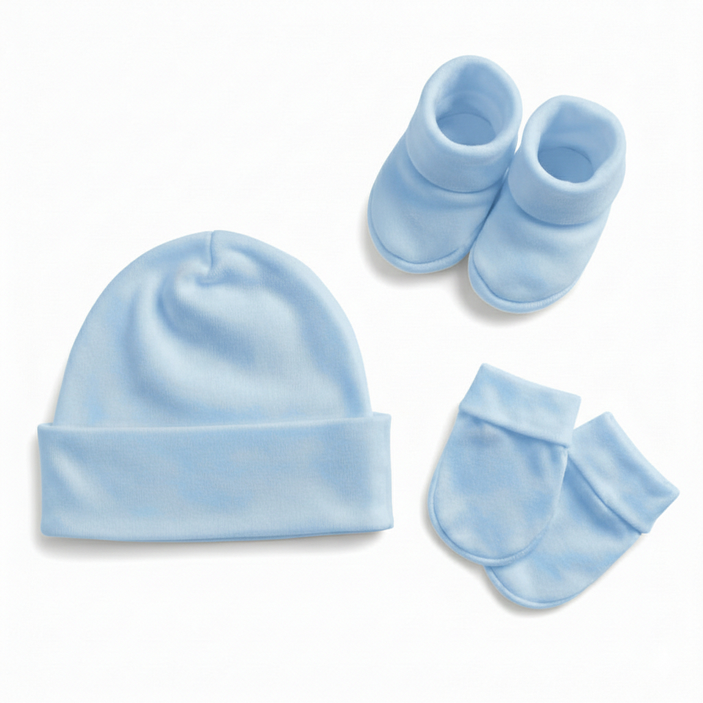 Kit 3 Peças Enxoval Bebê Recém Nascido Touca + 