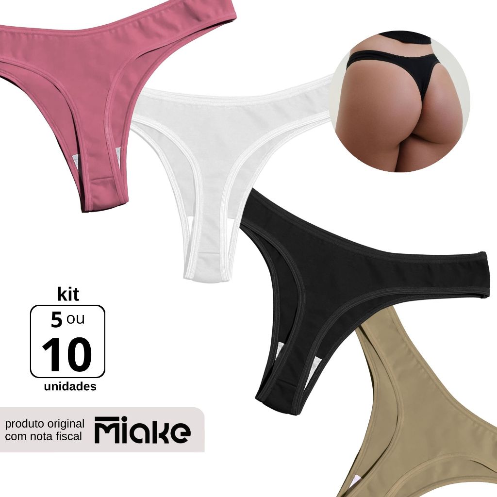 Kit Calcinhas Fio Dental Algodão Conforto Cotton 