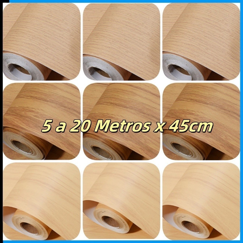Papel Adesivo de Cor Madeira Escura 5 Metros x 45c