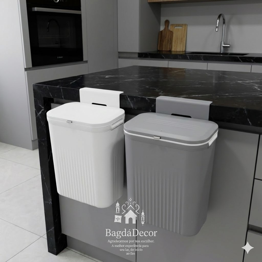 Lixeira Tampa Click 15L Chão ou 9L Suspensa para 