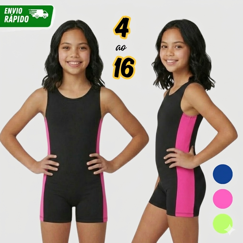 Maiô Macaquinho Infantil/Juvenil Para Natação E