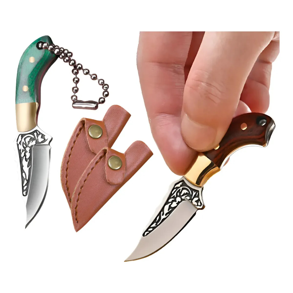 Mini Faca Chaveiro Cutelo Fulltang Com Fio bainha 