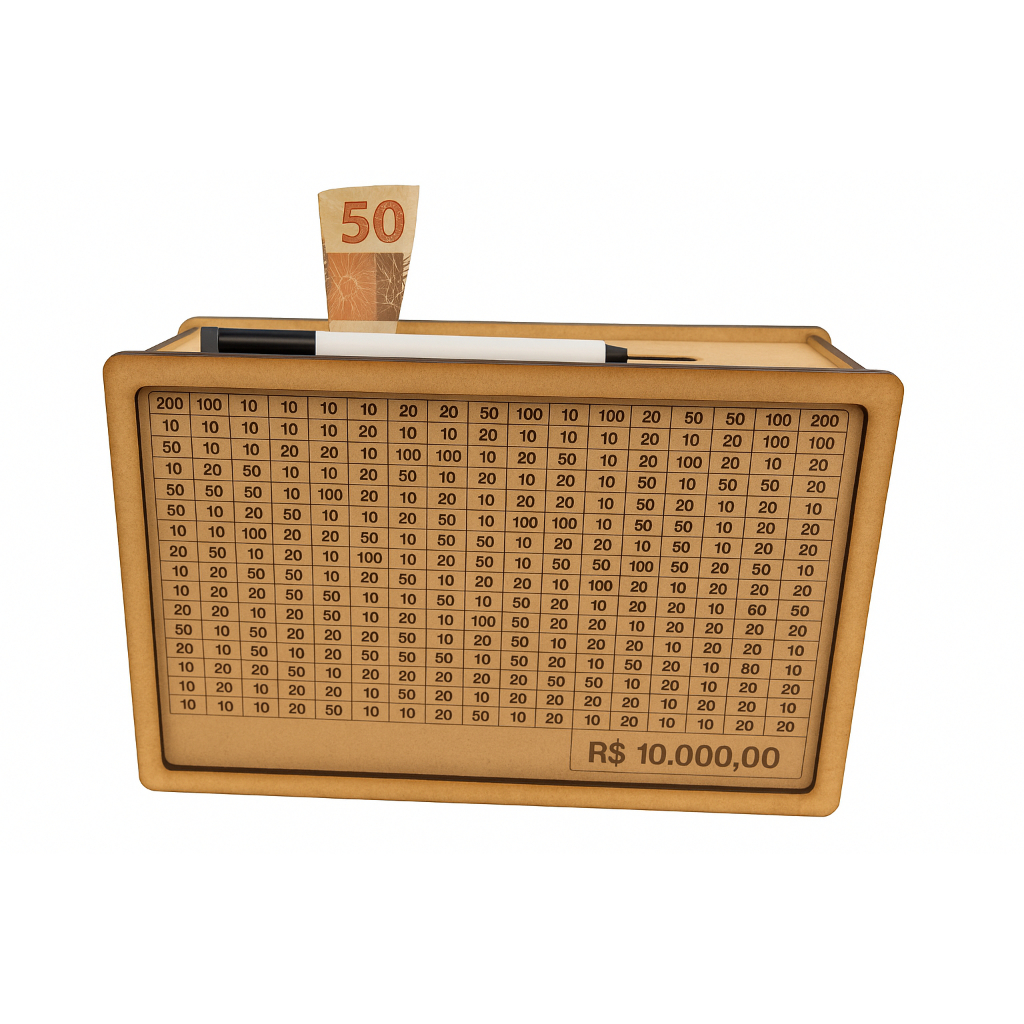 Caixa 10 Mil Cofre Em MDF Para Poupança Desafios