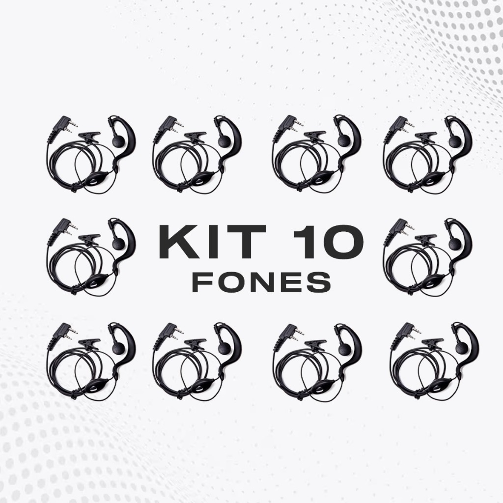 Kit 10 Fones Para Radio Comunicador Ouvido Baofeng