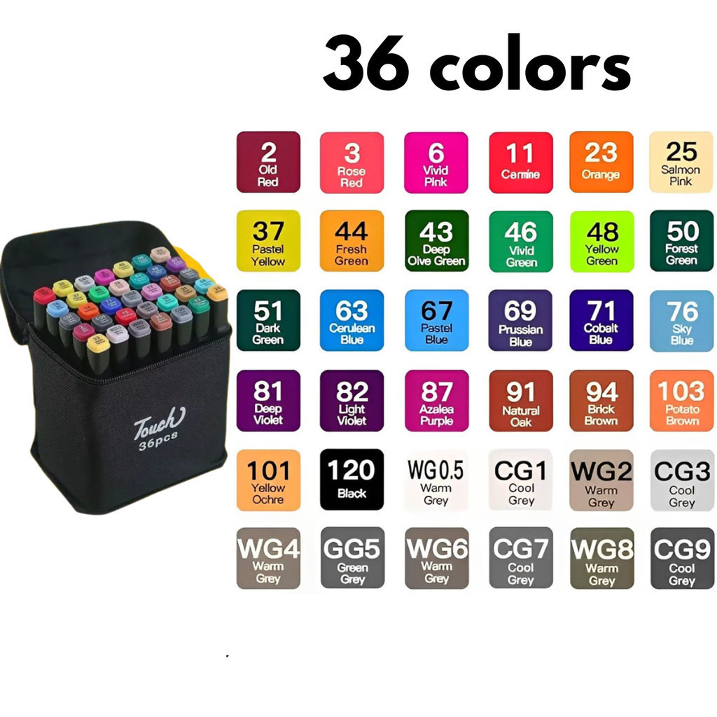 Kit Caneta Colorida Ponta Dupla 36Pçs com Estojo