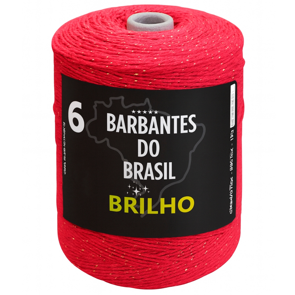 Barbante com Brilho OURO 1kg Fio 6 Cru 100% Algod�